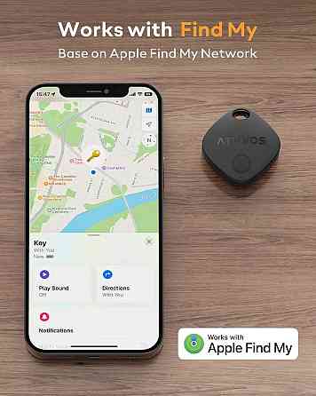 Bluetooth-трекер ATUVOS 2 шт для Apple Find My, ключей и багажа, IP67, NFC, CR2032, до 60 м, iOS Киев