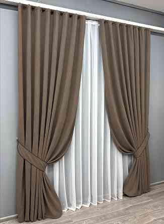 Комплект готовых штор VR-Textil Микровелюр SPARTA № 1036ш Мокко 200х290 см 2 шт (32-292) Киев