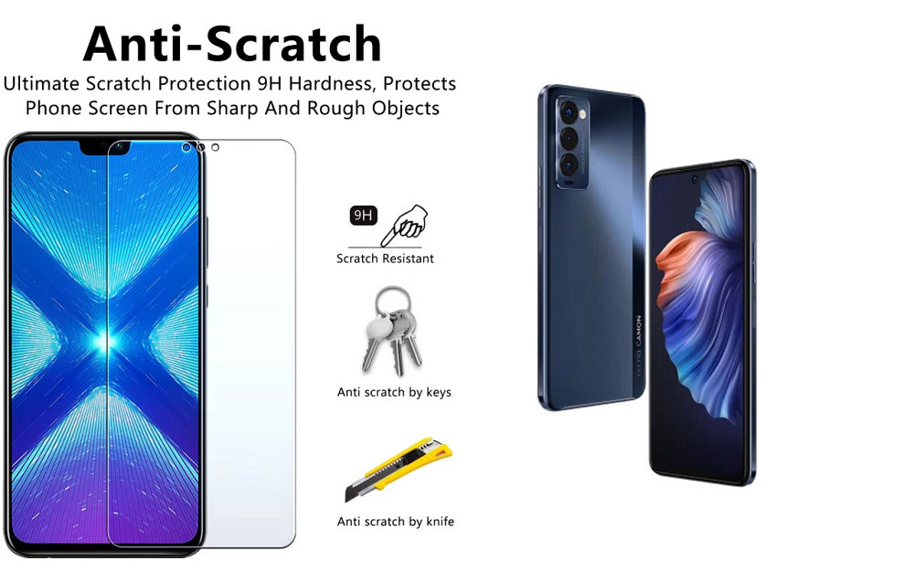 Защитное стекло NeoGlass для Tecno Camon 18 (CH6n), Camon 18p (CH7n) – ультрапрозрачное и устойчивое Киев - изображение 1