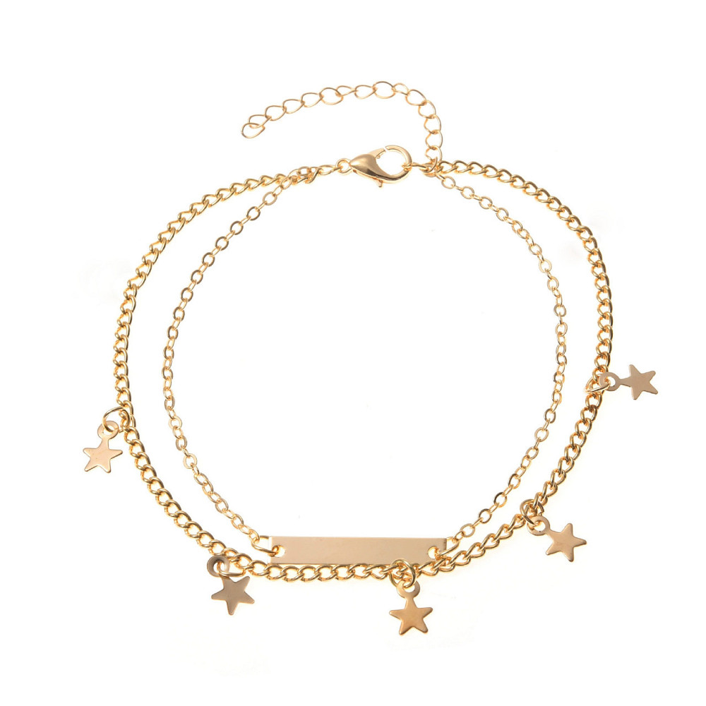 Браслетик на ногу со звездочками 19 см золотистый Киев - изображение 2