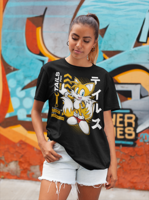 Футболка аниме Таилс Фокс Схадов Хедгехог оверсайз (S/M/L) Черний AnimeJ0065 Днепр - изображение 4
