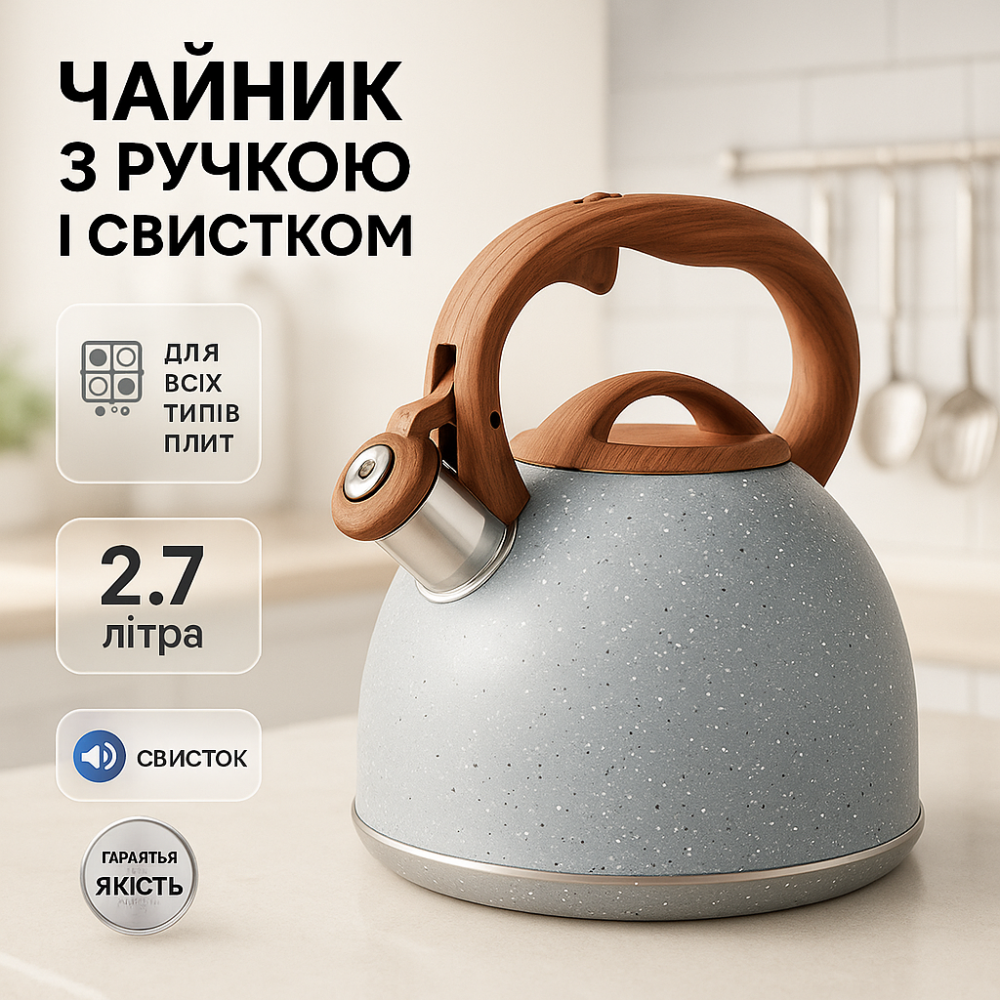 Чайник на три літри для плити Unique UN-5306 2, 7л, Чайник з нержавіючої сталі з пищалкою PK-59 Львів - фото 10