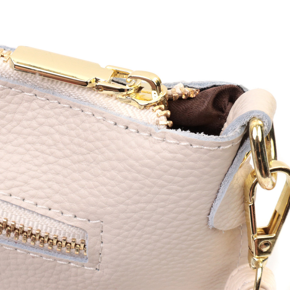 Женская сумка-клатч на лето с двумя ремнями из натуральной кожи Vintage 22648 Белая Киев - изображение 6