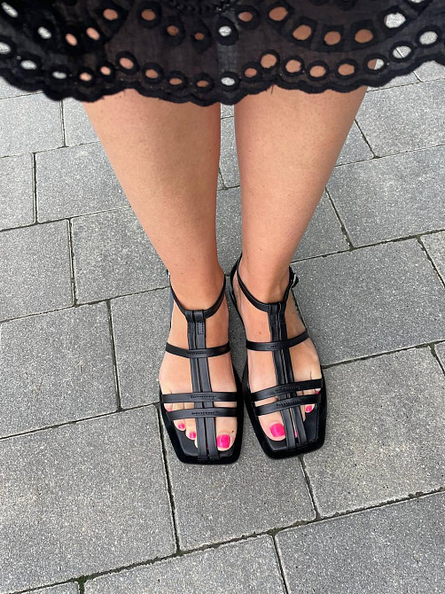 Notta bene Босоніжки жіночі чорні літні шкіряні Notta bene BS-0124 з квадратним носком / Стильн Коломыя - изображение 5