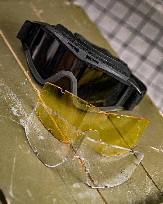 Защитные тактические очки-маска с сменными линзами   black   ПП7845 Одесса - изображение 2