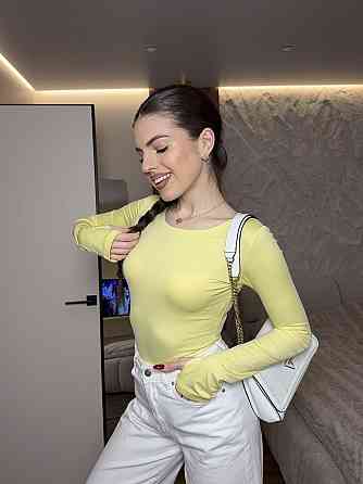 Женский базовый боди с длинным рукавом микродайвинг Желтый, 46/48 Одесса