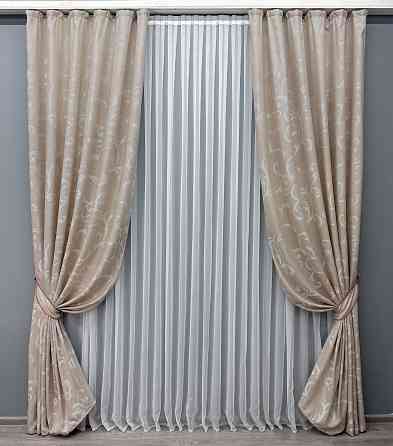Комплект готовых штор VR-Textil Жаккард Allure № 1613ш Пудровый 150х270 см 2 шт (33-0551) Киев