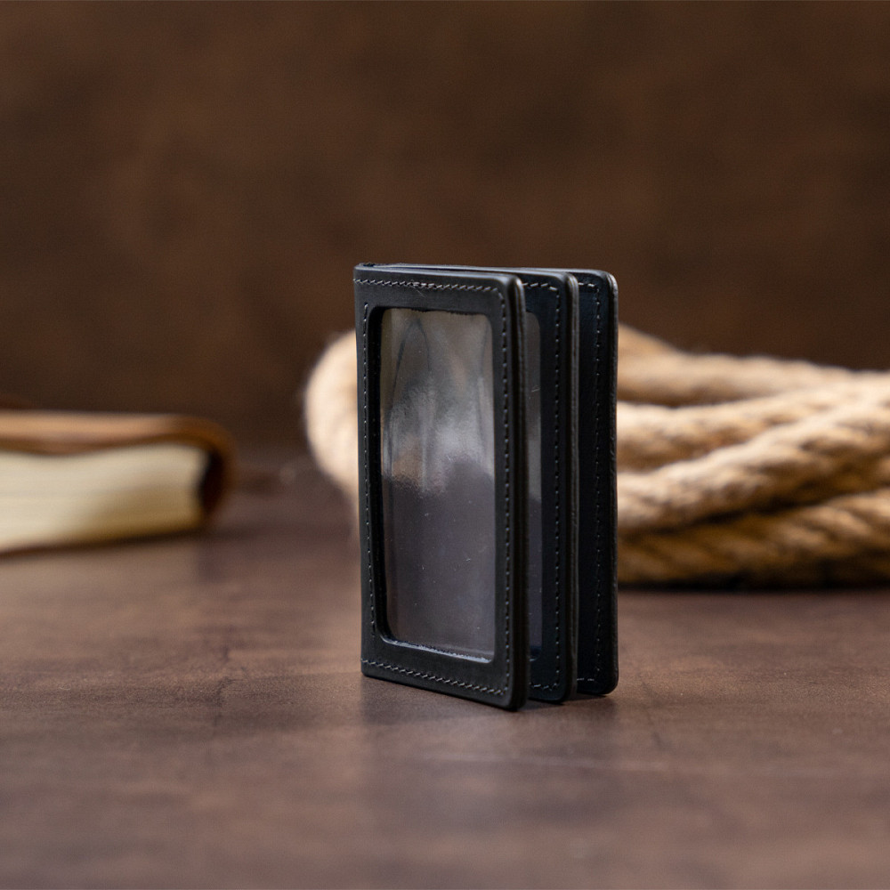 Визитница с обложкой для ID-паспорта из натуральной кожи GRANDE PELLE 11291 Черная Киев - изображение 9