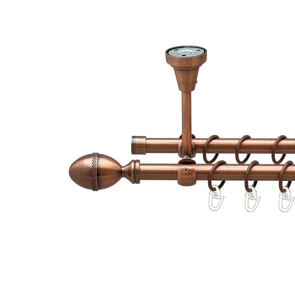 Карниз Orvit Фарже металевий дворядний відкритий до стелі гладка труба кільце металеве Мідь 16\16 мм 200 см Львов - изображение 1