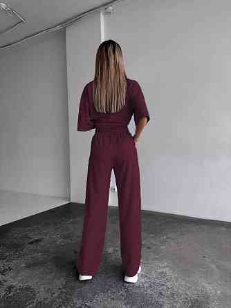 Жіночий повсякденний костюм футболка зі штанами Бордовий 46/48 Харків