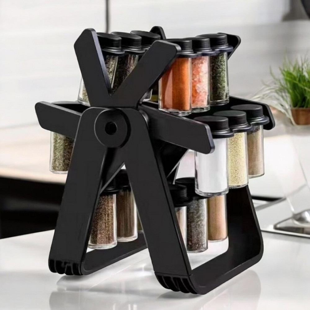 Набор для специй: 18 емкостей по 100 мл на вращающейся подставке 360°, компактный дизайн, герметичные крышки Одесса - изображение 1