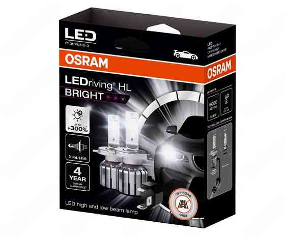 Комплект світлодіодних ламп OSRAM 64193DWBRT-2HFB H4/H19 LEDriving HL BRIGHT +300% 6000K 12V Харків