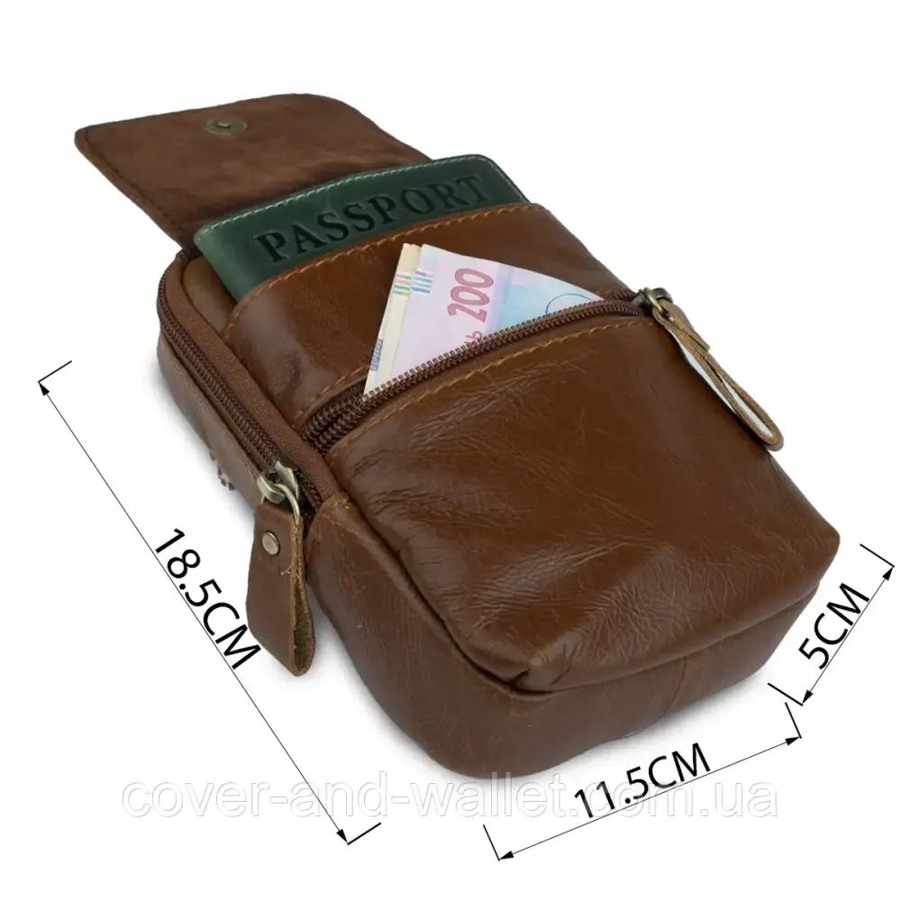 Маленька чоловіча сумка з натуральної шкіри коричневого кольору Vintage 14905 Київ - фото 6