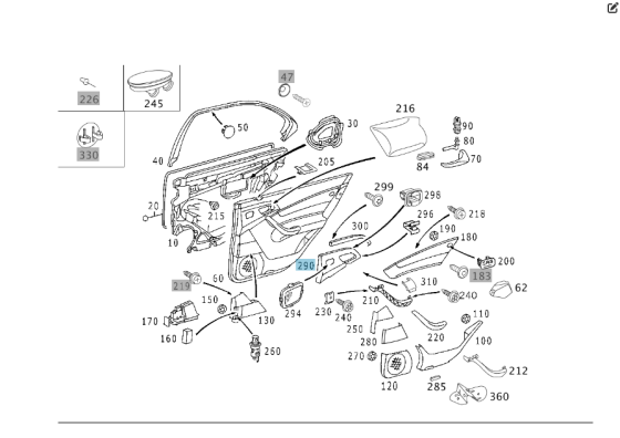 Mercedes-Benz  A2207307131 9D12 Накладка на карті задніх лівих дверей колір антрацит S-class short W220 Одеса