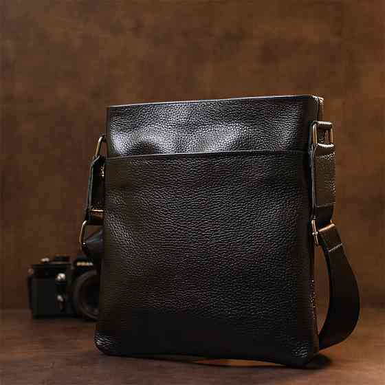 Кожаная добротная мужская сумка через плечо Черный (SHVIGEL) Киев