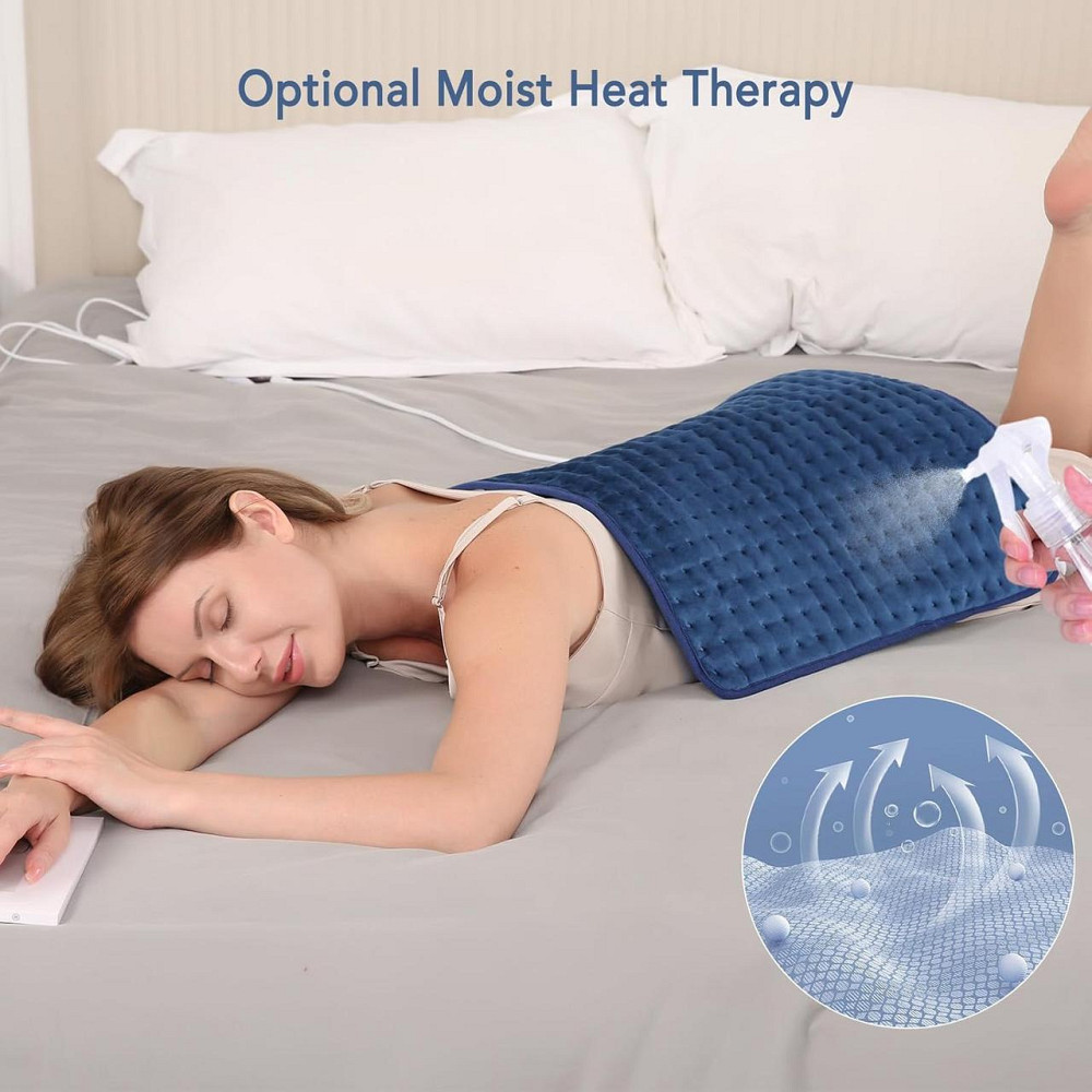 Электрогрелка CURECURE 50x60 см автоматическим отключением 5 уровней нагрева для спины шеи и плеч хлопок синяя Киев - изображение 7