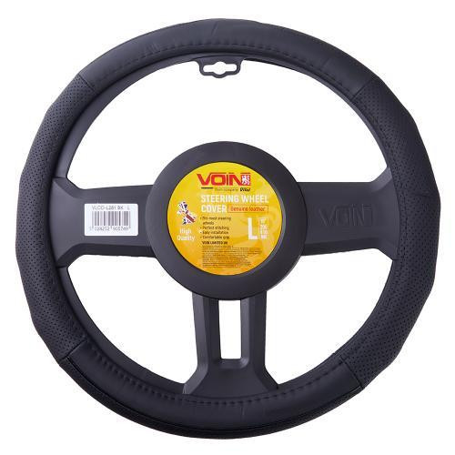 Чохол на кермо VLOD-L281 BK L чорний з штучної шкіри з перфорацією без оздоблення Харків - фото 1