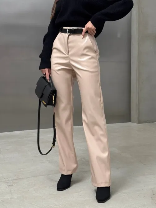 Женские кожаные брюки Palazzo теплые на флисе Харьков - изображение 3