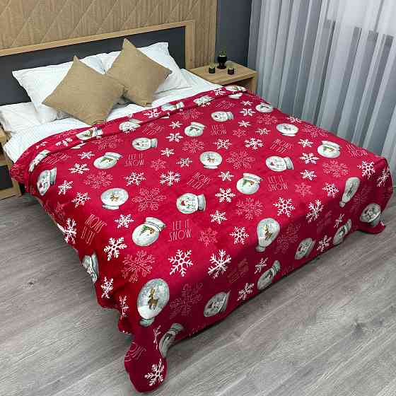 Плед-покривало Decorator WellSoft 150х210 см з різдвяним принтом Червоний (87-173) Київ