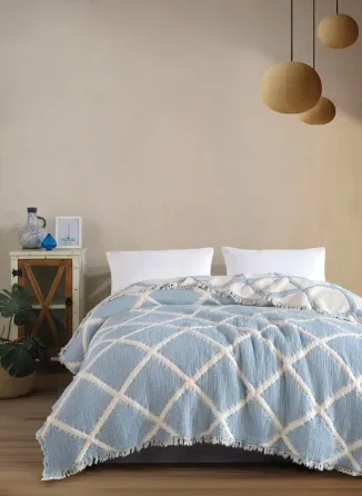 Муслиновое покрывало Ivory 230х250 см Голубое Коломия