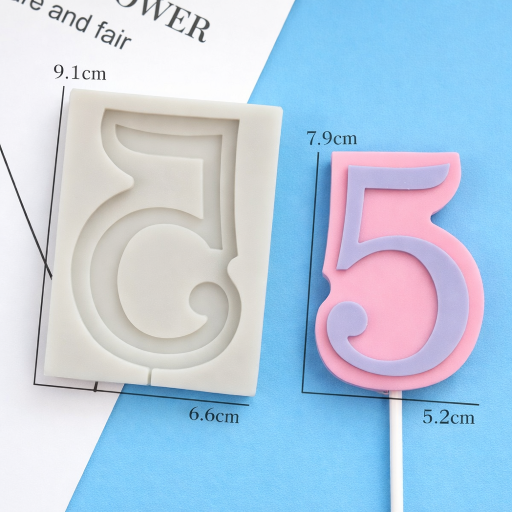 Молд силіконовий цифра 5 універсальний 91 на 66 мм сірий Київ - фото 3