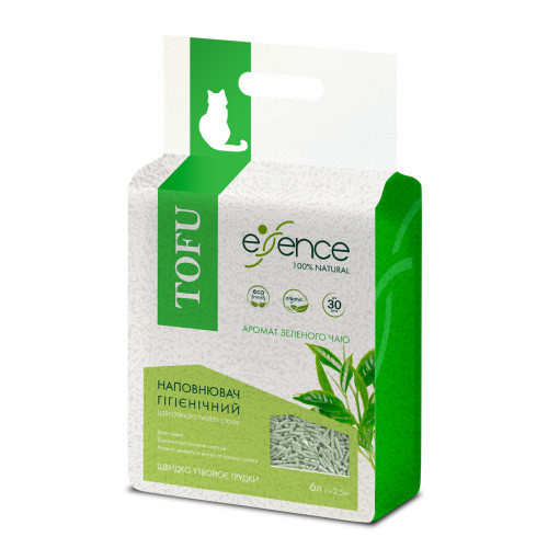 Наповнювач гігієнічний Essence для котячого туалету натуральний з тофу з ароматом зеленого чаю гранула 2 мм 6 л Київ - фото 7