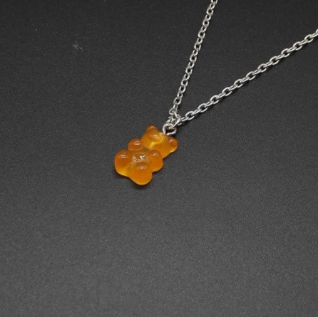 Детский кулон желейный мишка, оранжевый -длина 48см, смола, цинковый сплав Киев - изображение 2