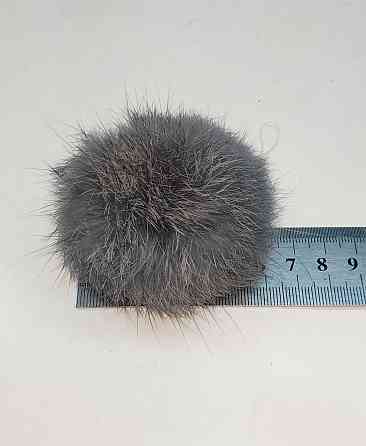 Помпони з натурального хутра кролика на нитці 6-7 см Червоний Харків