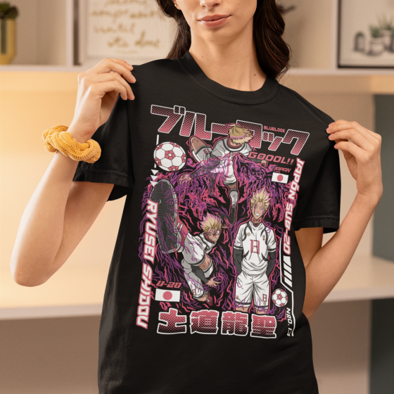 Футболка з аніме принтом Аніме Рйусеі Східоу Блуе оверсайз (S/M/L) Чорний AnimeJ0577 Дніпро