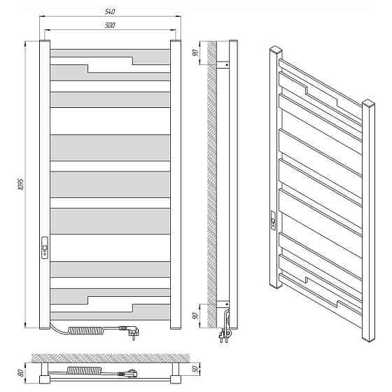 Електрична рушникосушка Laris Зебра Афіна ЧКФ 9 500Х1100 Е чорна Л/П Київ