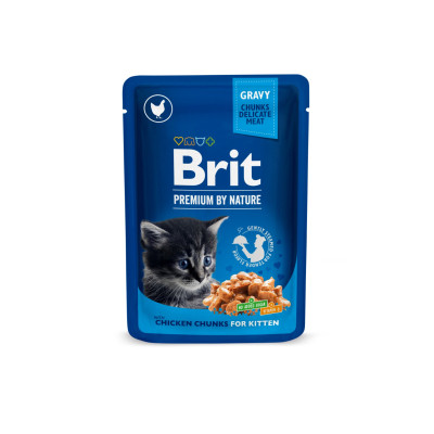 Вологий корм для кішок Brit Premium Cat Pouches Chicken Chunks for Kitten 100 г (8595602506026) Вінниця - фото 1