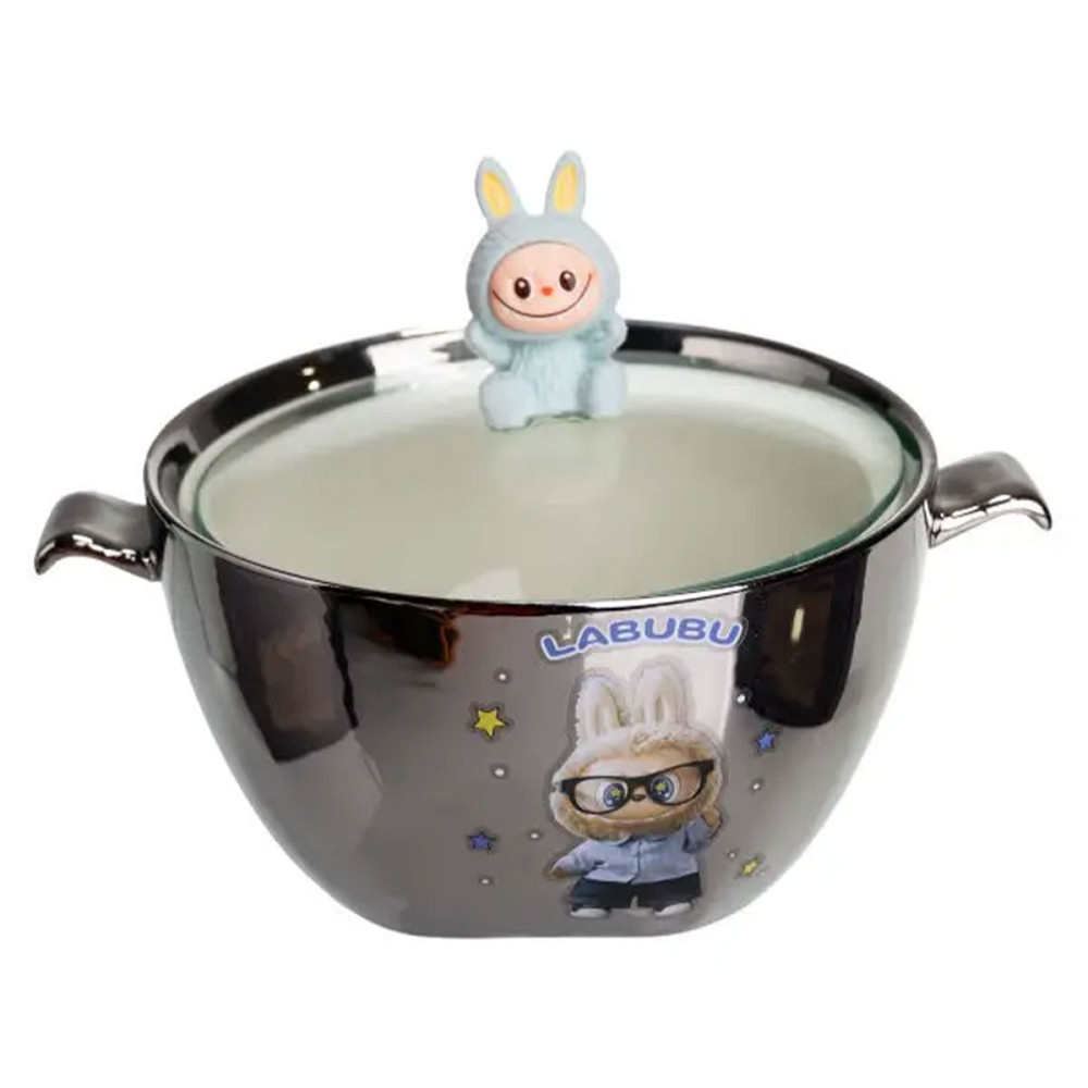 Yiwu Бульйонниця порцелянова Labubu з кришкою і ручками 800 (мл) Ø15 (см) Сріблястий з блакитни Коломия - фото 1