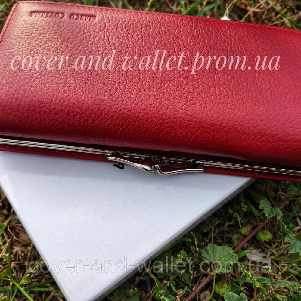 Класичний шкіряний жіночий гаманець бордового кольору на магнітах MC 1412 Київ - фото 7