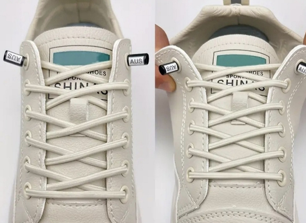 Шнурки еластичні без зав'язок з пластиковими фіксаторами Бежевий Смела - изображение 9