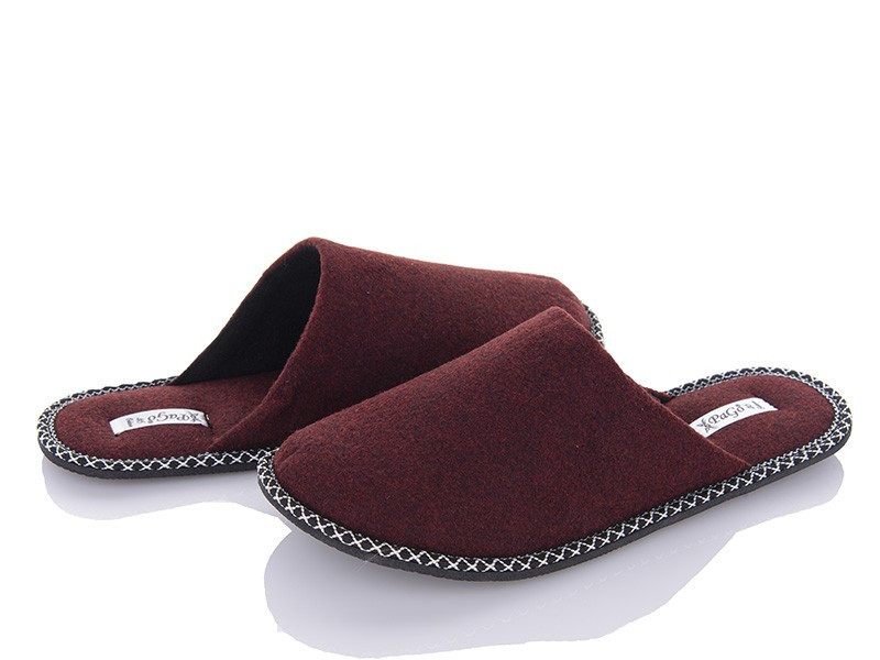 Тапочки домашние мужские комнатные закрытые PaGo бордовый войлок 48 Одесса - изображение 1