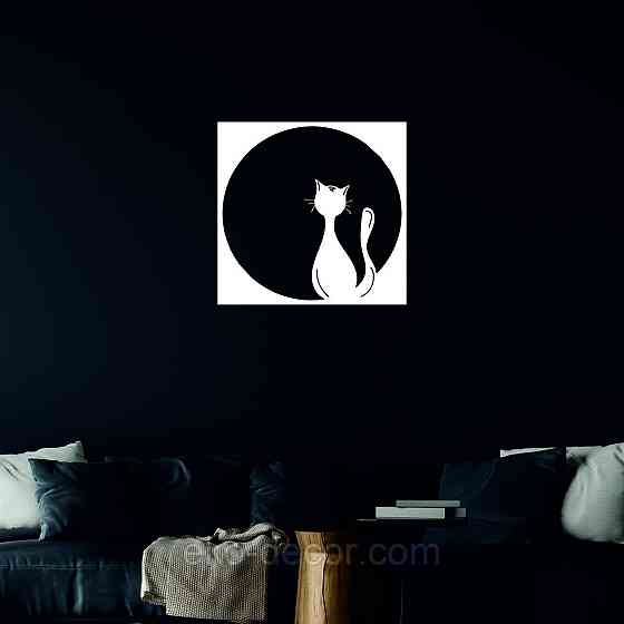 Декоративное настенное 3D Панно «Кот» Декор на стену с объемом 70*70 см, Белый Киев