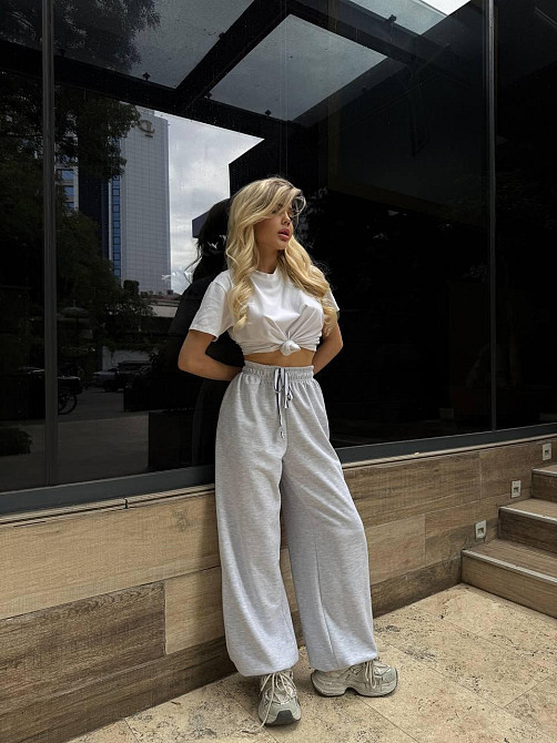 Женские стильные оверсайз брюки турецкая лакоста Белый Одесса - изображение 8