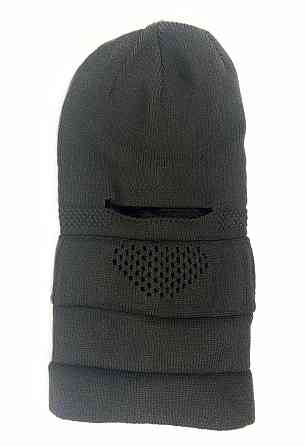 Балаклава-шапка раскладная теплая тактическая с прорезью Черная Каменец-Подольский