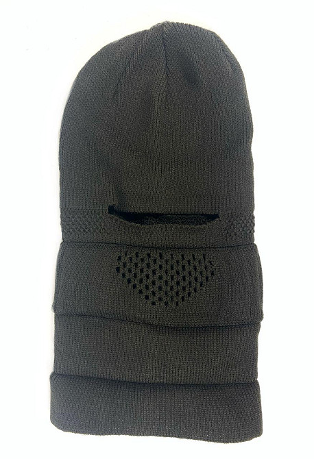Балаклава-шапка раскладная теплая тактическая с прорезью Черная Каменец-Подольский - изображение 3