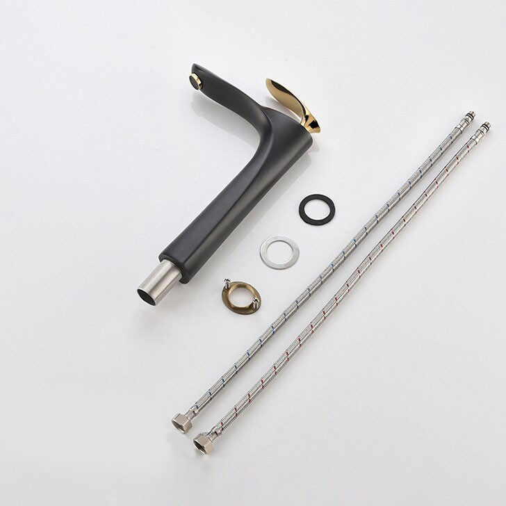 Смеситель дизайнерский для раковины кран в ванну однорычажный WanFan люкс качества Черный-золото Каменец-Подольский - изображение 7