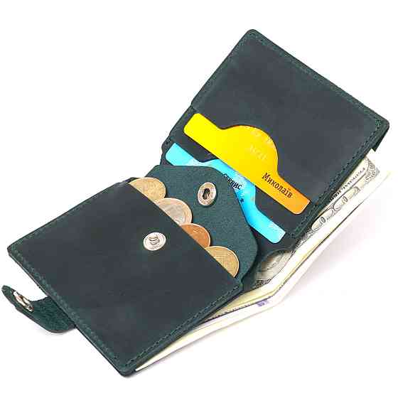 Матовое небольшое портмоне унисекс Shvigel 16477 Зеленый Киев