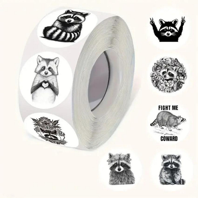 Набор виниловых черно-белых водонепроницаемых наклеек с энотами (8 узоров, 500 шт.) Киев - изображение 1