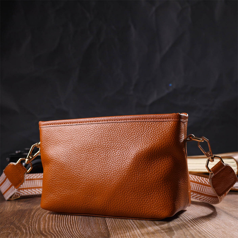 Красивая небольшая сумка на плечо из натуральной кожи 22139 Vintage Рыжая Киев - изображение 9