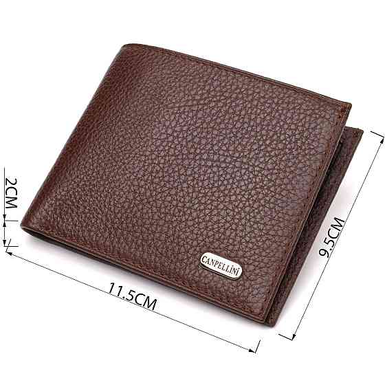 Превосходное мужское портмоне из натуральной зернистой кожи CANPELLINI 21775 Коричневое Киев