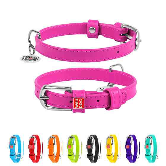 Нашийник для собак шкіряний WAUDOG Glamour з QR паспортом, без прикрас, S, Ш 15 мм, Дов 27-36 с Коломия