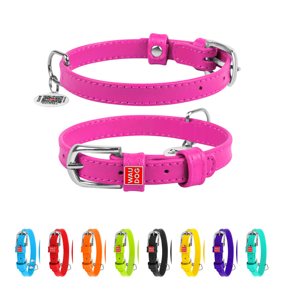 Нашийник для собак шкіряний WAUDOG Glamour з QR паспортом, без прикрас, S, Ш 15 мм, Дов 27-36 с Коломыя - изображение 1