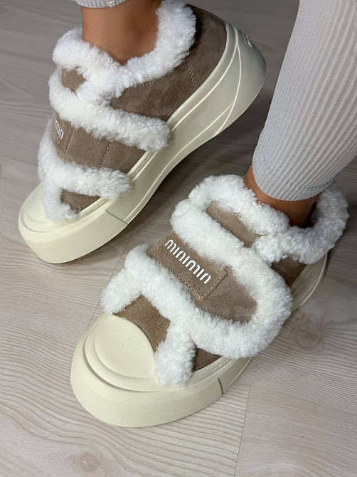 Кеды женские Hengji 15-3 с мехом и опушкой на липучке бежевые, 40, 25 см Киев - изображение 18