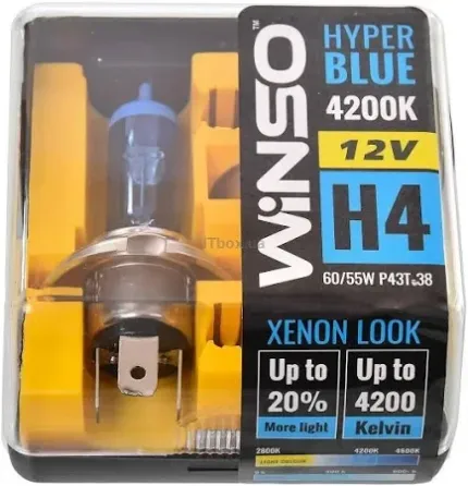 Автолампы WINSO 12V H4 HYPER BLUE 4200K 60/55W P43t-38 SET (арт. 712450) Ковель
