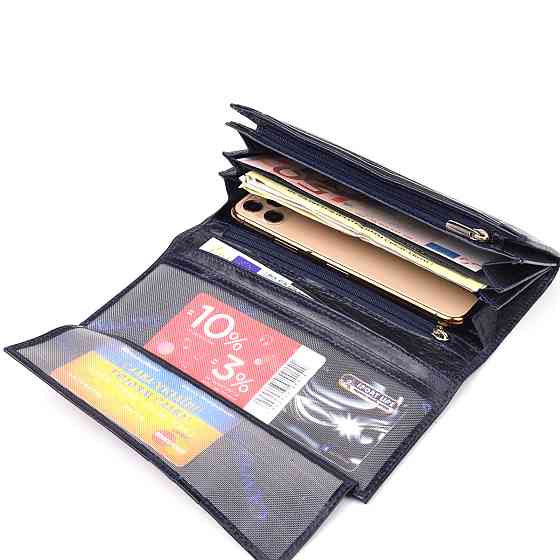 Портмоне для женщин с монетницей из натуральной кожи CANPELLINI 21533 Синее Киев