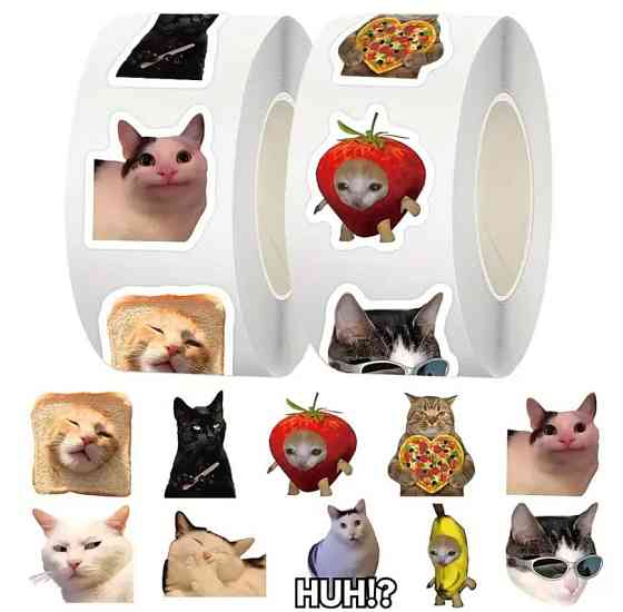 Стикеры с котами. Водонепроницаемые виниловые эстетические наклейки, набор 500 штук. Киев